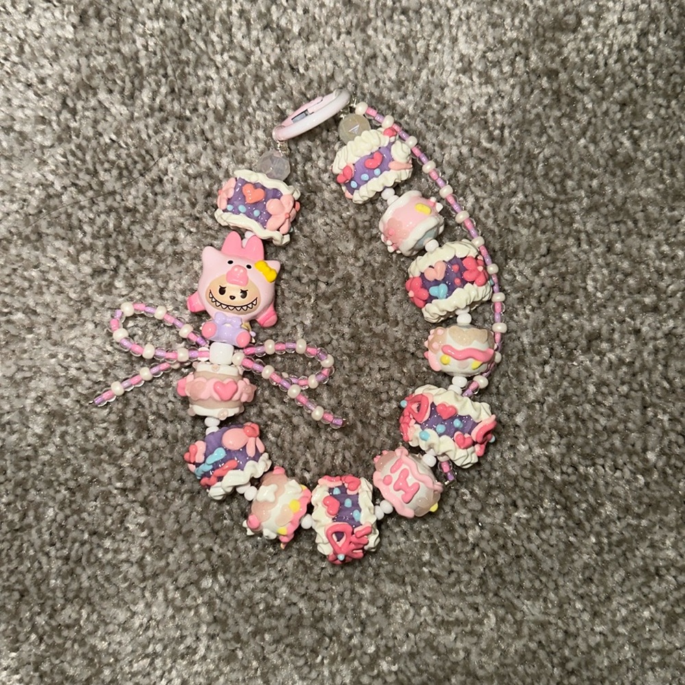 Redesign labubu pop bean DIY phone strap/key ring